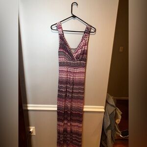 Loveappella Pink and Black V-Neck Sundress